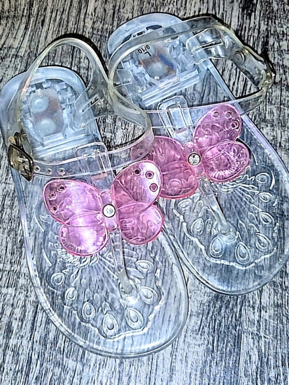 Kids Clear Jelly Sandals with Pink Butterfly
